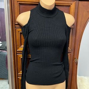 Cold Shoulder Turtle Neck Sweater
